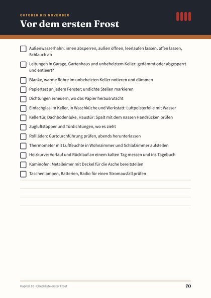 Seite 70: Checkliste vor dem ersten Frost zum Ausdrucken